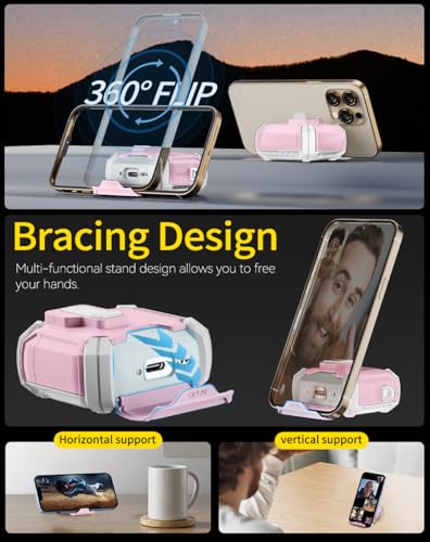 Image of Pohgelan Compatible with AirPods 4 Case (s-Pink) | Magnetic Automatic Lock with Phone Stand & Cleaning Kit,Compatible with Magsafe