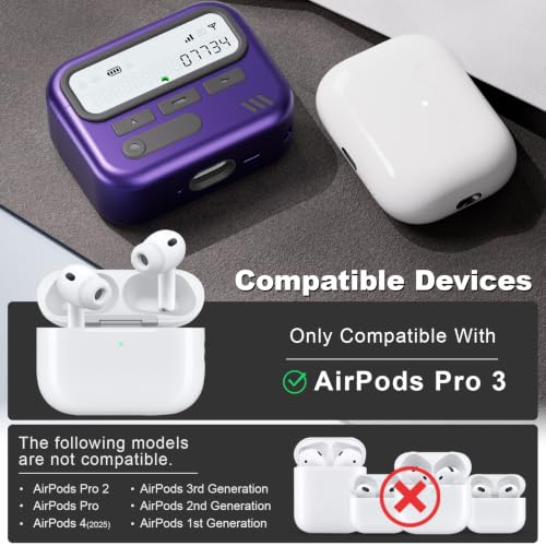Image of for AirPods Pro 3 Case with Safty Lock,Retro Inspired Pager Style (Purple)
