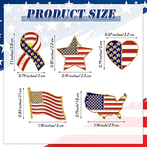 Inbagi American Flag Lapel Pins Bulk USA Waving Flag Pins Memorial Day Veteran Gifts Pins Souvenir Hat Men Women Patriotic2
