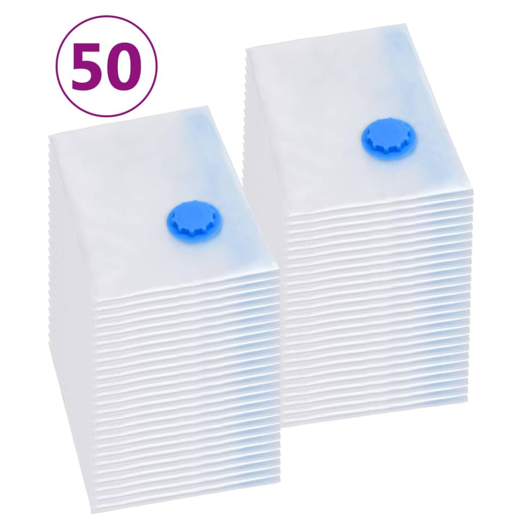Vakuumbeutel 50er Set 120x70 cm zur platzsparenden Aufbewahrung, Vakuum-Beutel für Kleidung, Bettwäsche und Kissen, Wiederverwendbare Vakuumierbeutel mit Schieber