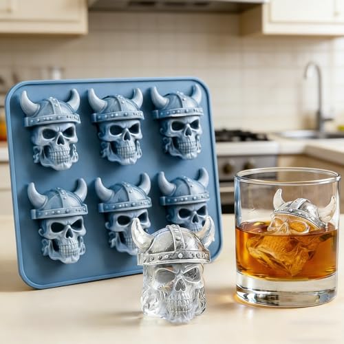 Molde de silicona para 6 cubos de hielo calavera miniatura 2