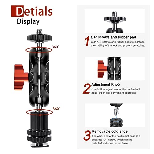 Mini bras magique double tête rotative pour stabiliser moniteur et micro sans chute