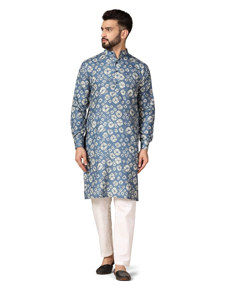 Leriya Fashion Men’s Kurta || Ethnic Printed Kurta for Perfect Ethnic Look || Stand Collar Long Sleeve Kurta for Men || Casual Printed Kurta for Men || Regular Long Men’s Kurta.