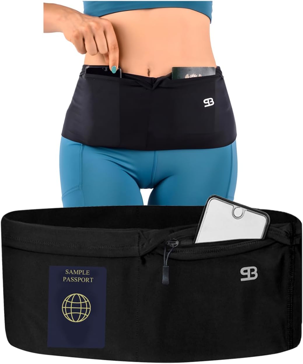 Running Belt Money Belt 4-Pocket Phone Holder