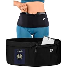 StashBandz Running Belt, Fanny Pack, Money Belt, 4-Pocket Phone Holder