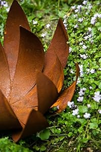 KUHEIGA Blüte Lotus Windlicht Naturrost 32cm