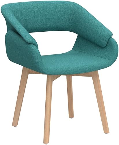 Miniatura 4 de Juego de sillas Ivinta, 2 sillas con brazos, de salón y comedor, con patas de madera maciza, tapizado en tela de lino de mediados de siglo, para