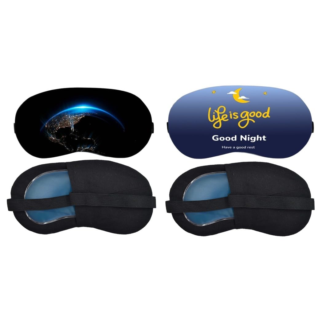 Aoxeria Blue Earth Horizon, Life Is Good Night Quote Sleeping Mask Combo, Soft Comfortable Light-Blocking Eye Cover for Women, Men & Kids, Reusable Blindfold for Night Sleep, Nap, Travel (Pack of 2)-image-26