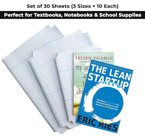 Image of Transparent Self-Adhesive Waterproof Book Cover Film, 30 Pcs - 3 Sizes (10 Each) for Office, School Textbooks Protective Case with 30 Pcs Free Name Stickers