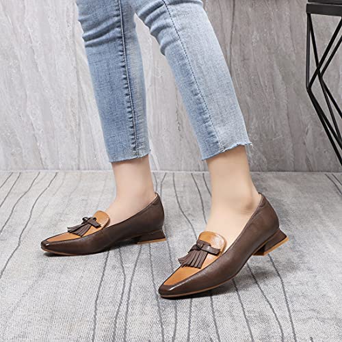 Image of Mona flying Women's Leather Square Toe Penny Loafer Slip on Office Flats