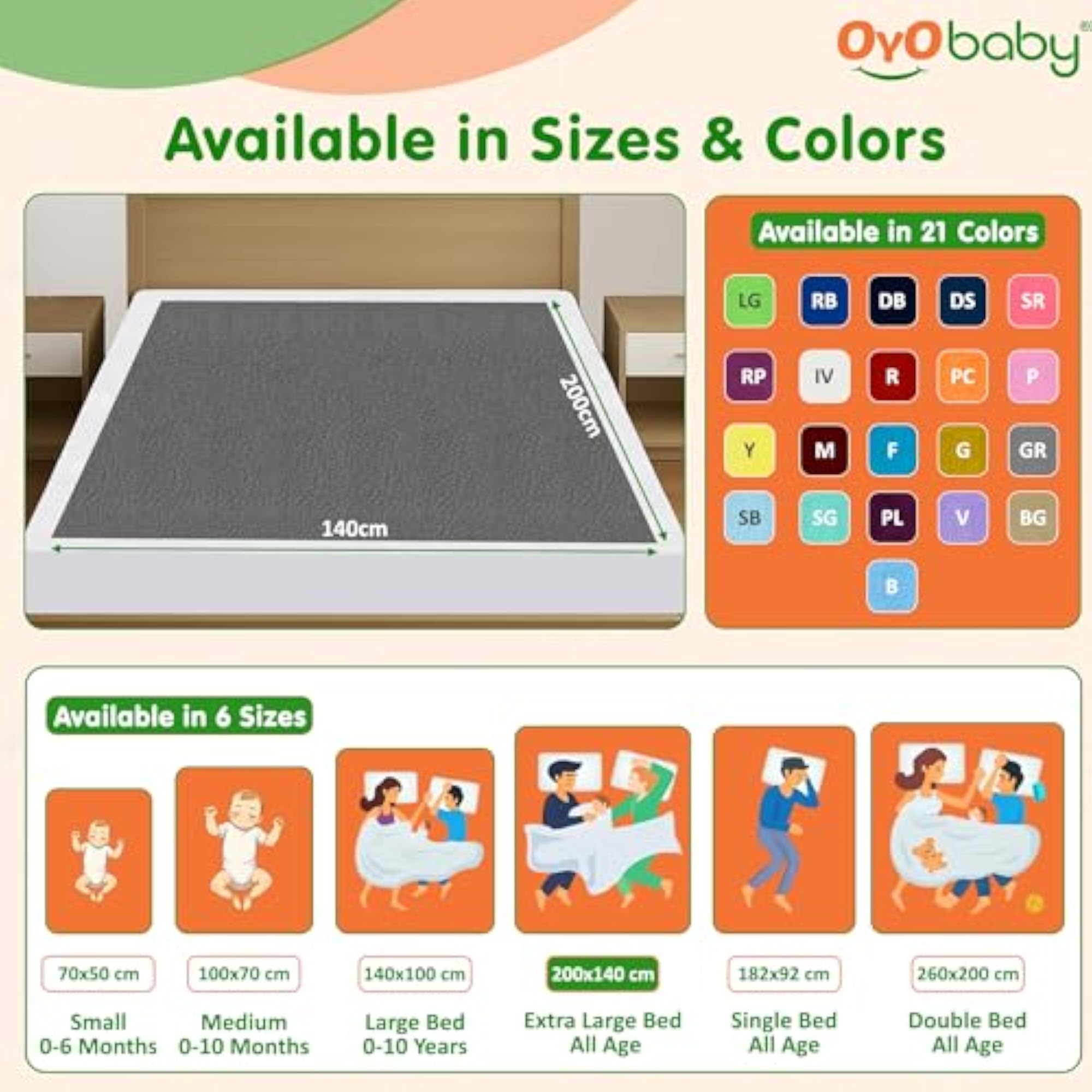 Dry Sheet for Bed King Size 200×140 cm, Waterproof