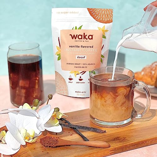 Waka Quality Instant Coffee — Decaffeinated Medium Roast — Arabica Beans & Freeze Dried — 8 Packets For Hot Or Iced Premium Instant Coffee #TOP2