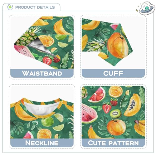 JUNZAN Tropical Leaf Fruits Pineapples on Green Big Girls Sweatshirt Hoodie Fleece Tops Clothing Shirts Sports 4T3