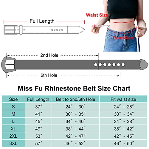 Miss Fu Bling Rhinestone Belts For Women, Fashion Cowgirl Western Studded Belts For Jeans Pants #TOP5