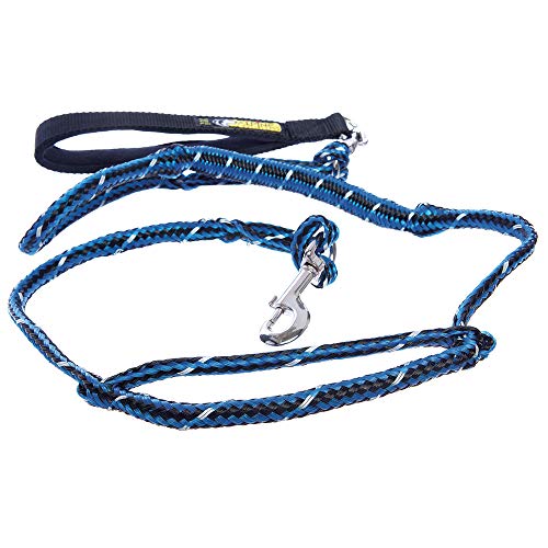 Alpine Outfitters Urban Trail Jogger's Leash with Detachable Padded Handle for Hand-Held or Hands-Free Use, Traffic Handle and Reflectivewith Optional Hands-Free Belt (Blue/Black, Reflective Weave)