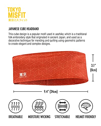Image of Tokyo Misfit Japanese Headband for Men & Women, Sweat Band (Cube-Red)