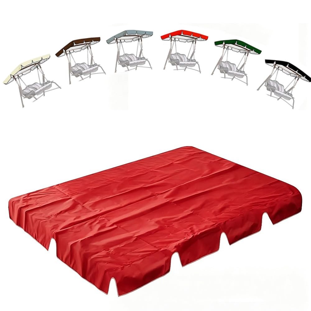 Toit De Rechange pour Balancelle De Jardin 190x132cm 195x125cm 142x120cm Housse De Balançoire Extérieur Tissu Oxford Imperméable(Red,98x73x8in-249x185x18cm)