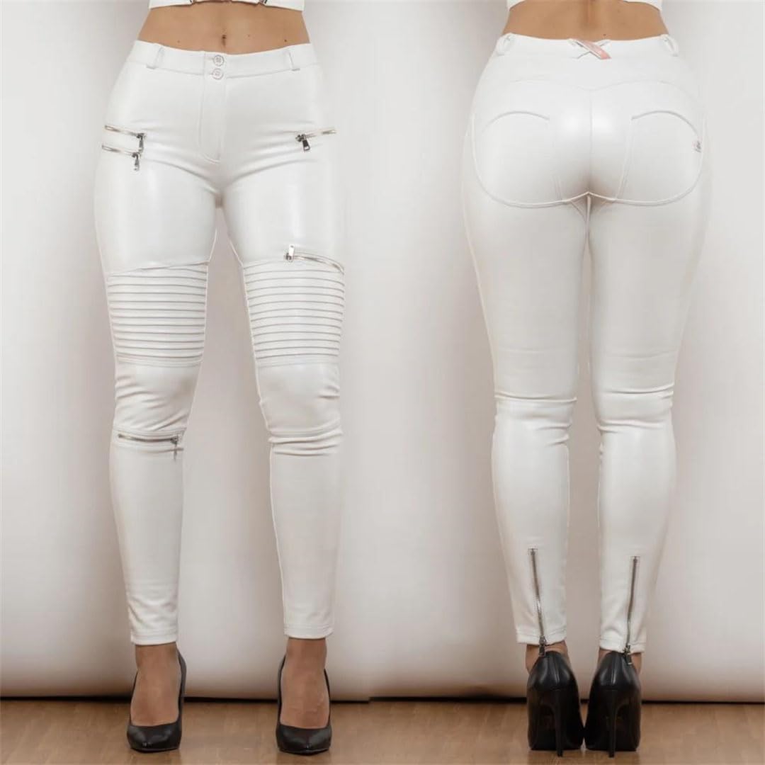 Women Blue Leather for Gothic Biker Style Punk Pu Clothing Female Gothic Pants