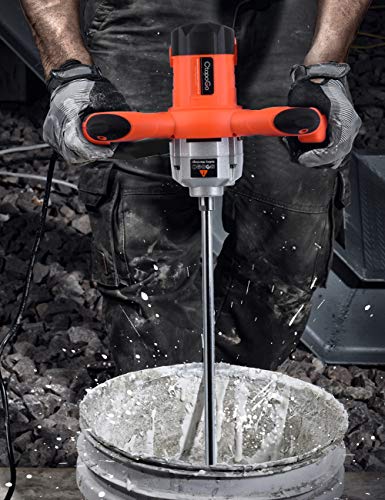 1600W Portable Electric Concrete Cement Plaster Grout Paint Thinset Mortar Paddle Mixer Pro Drill Mixer Stirring Tool Adjustable 6 Speed Handheld Standard 110V (1600W Orange)