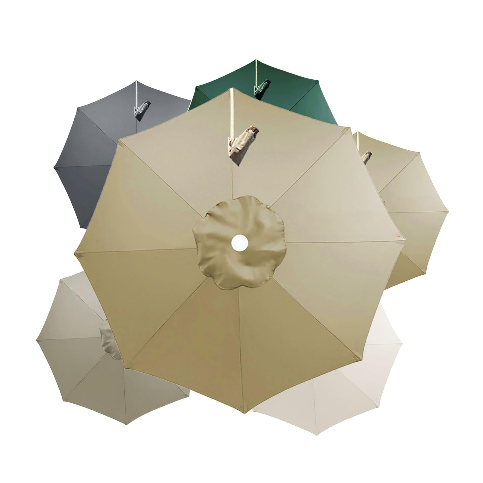 Kdqrmvv Khaki Cantilever 3.5M Parasol Replacement Canopy 8 Arm For Patio Replacement Parasol Cover