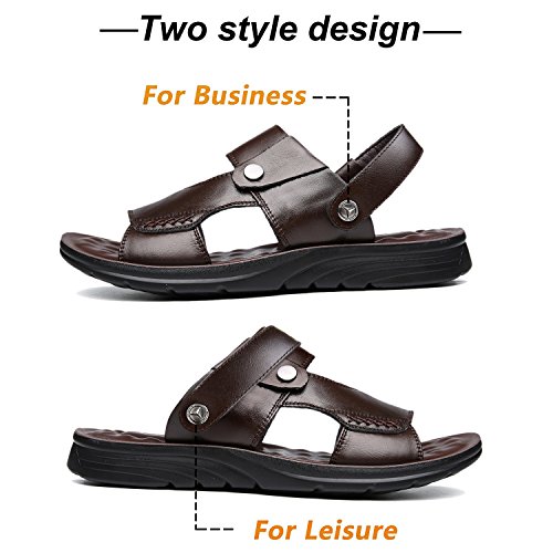 Mens Flat Sandal Summer Comfortable Leather Open-Toe Sandal Beach Walking Shoes for Outdoors Slippers4