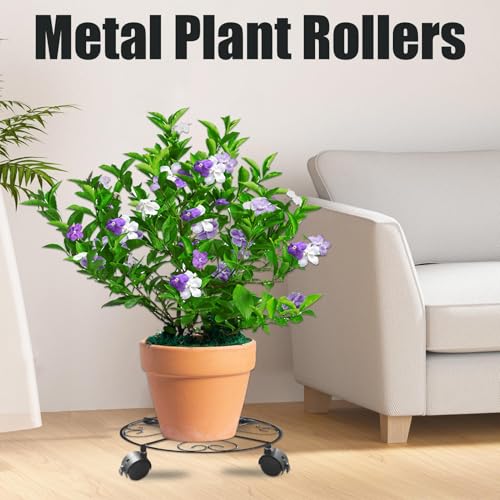 Support de pot de fleurs mobile avec base sur roulettes stables