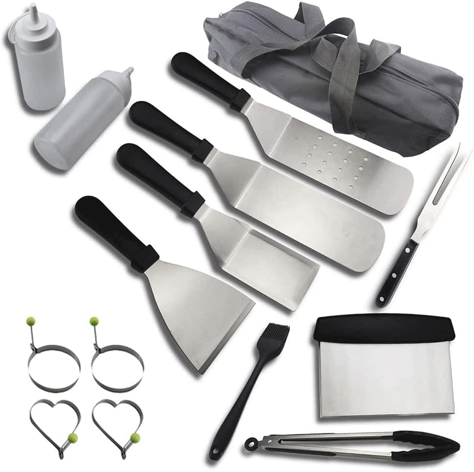 15 Pieces Set with Carry Bag Camping Grilling Accessories for Outdoor BBQ,Kitchen