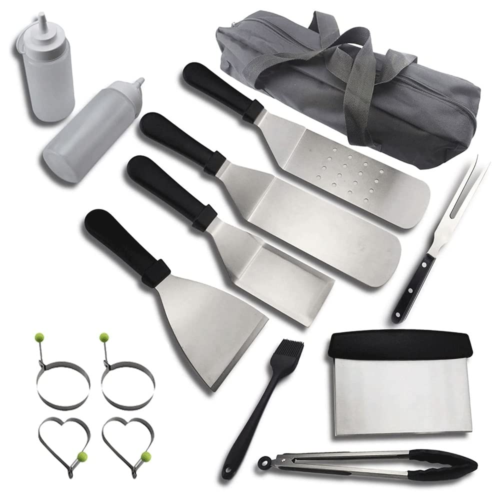 Set di Accessori per Barbecue per Barbecue Set da 15 Pezzi con Borsa per Il Trasporto Accessori per grigliate da Campeggio per Barbecue all'aperto, Cucina