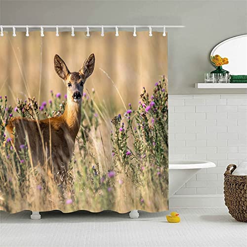 NODATE Duschvorhang 180x180 cm REH Shower Curtains REH 3D Duschvorhang Antischimmel Dschungeltiere Wasserdicht Textil Waschbar Duschvorhänge für Badezimmer Badewannen