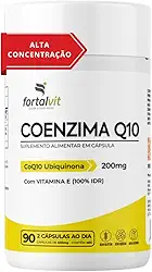 Coenzima Q10 200mg - 90 Cápsulas, CQ10 + Vitamina E 100% IDR, Fortalvit