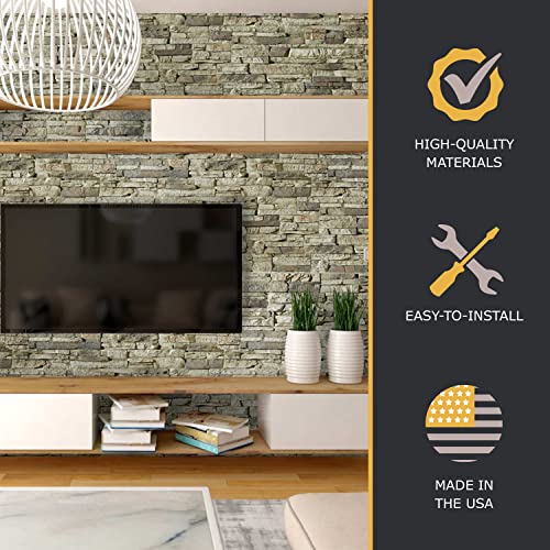 AZ FAUX | High-Density Polyurethane Faux Stone Wall Covering Panels for Interior and Exterior Decor | Stacked Stone Siding Panel | Sedona | 48" L x 24" H x 2" D | 1-Panel | Slate Gray