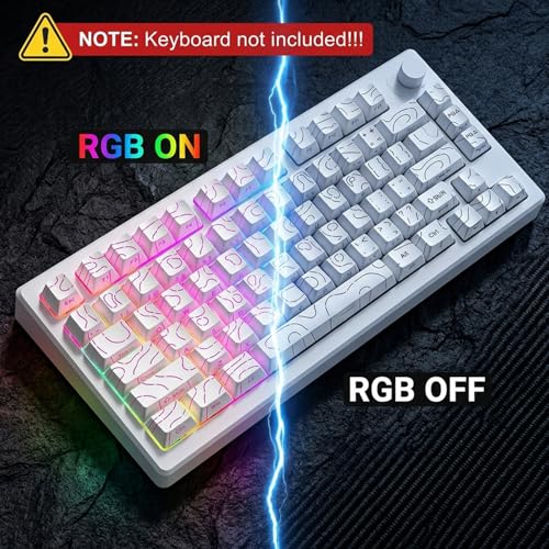 Image of ZORBES130-Key Custom Topographic Keycaps, Fashion Contour Line Design, Minimalist Line Backlit Mechanical Keyboard Gaming Keboard Keycap Set, White