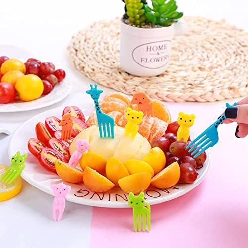 ALINK 100-Pack Lovely Animal Food Fruit Picks Forks, Mini Cute Cartoon Toothpick Cocktail Sticks Decor Cocktail Picks for Lunch Box Cupcake Sandwich Appetizer Party Supplies