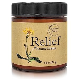 Relief Arnica Cream – Enriched with Lemongrass, Eucalyptus & Rosemary Essential Oils – All Natural Massage Lotion for Sore Muscles & Stiffness. Perfect for Massage Therapy by Brookethorne Naturals