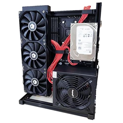 Image of PC Test Bench Motherboard Case, Aluminum Open Frame Computer Case Rack Bracket, Support ATX and 180 Water-Cooled,DIY Creative Personality Chassis Set, Vertical Overclocking