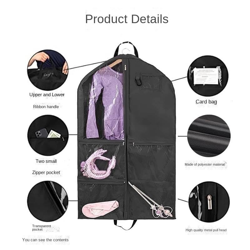 Clothes Cover 39" Suit Bags Travel Garment Bags for Hanging Clothes with Visual Window, 3 Pack Suit Bags (Color : Black, Size : 100 * 60 * 8cm)3