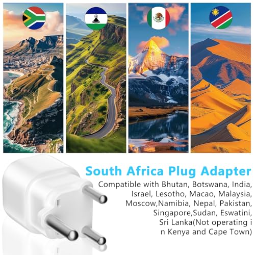 3 pièces Adaptateur de Voyage France/Europe vers Afrique du Sud 2 Broches Europe vers 3 Broches Type M, Adaptateur pour des Voyages en Afrique du Sud, Bhoutan, Namibie, Mozambique et Plus Type M – vue 5