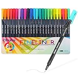 Ohuhu 24 Colors Fineliner Pens, 0.4mm Colored Fine Line Marker Marking Pen for Journal Book Sketch Drawing Fine Liner Coloring Book