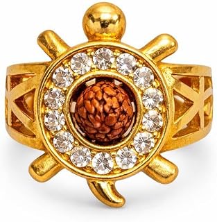 immer Rudraksha Meru Adjustable Ring for Men & Women | 18K Gold Plated Brass Spiritual Jewelry | Religious Unisex Premium ... Price In India