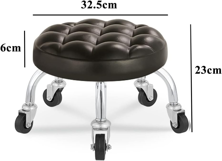 Low Rolling Stool Roller Seat,Mobile Mechanical Stool,with 5 Universal Swivel Caster Wheels for Home Office or Fitness Sport or Garage Shop (Reddish Brown 32.5 * 23 * 6cm)