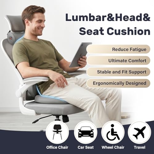 Image of Coverado Seat Cushion and Lumbar Support Pillow for Driving Seat, Neck Headrest Pillow with Adjustable Strap, Soft and Breathable PU Leather, High Density Memory Foam for Neck & Lower Back Pain Relief