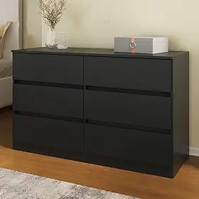 Multimóveis Cômoda com 6 Gavetas 120cm Mp4396 Preto para Quarto