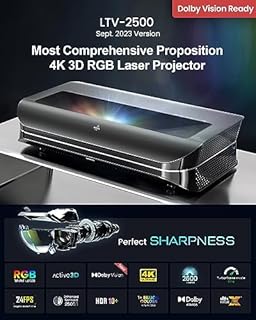 AWOL Vision LTV-2500 4K UHD Ultra Short Throw Triple Laser Projector with Dolby Vision & Atmos, Active 3D, 150", HDR10+, UST Laser TV Projector (Fire TV Stick 4K Max Included)
