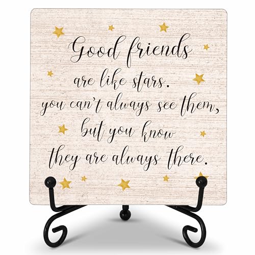Friend Decor Desk Sign, Good Friends Are Like Stars Wood Sign, Gifts for Good Friends, Rustic...