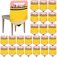 AKAIXI Chair Pockets for Classrooms Set of 24 Pencil Chairback Buddy Pocket for Kids 17 X 18 Inch Chair Organizer with Name Slot Seat Storage Pockets for Classroom Home, 24 Pcs White Card Paper