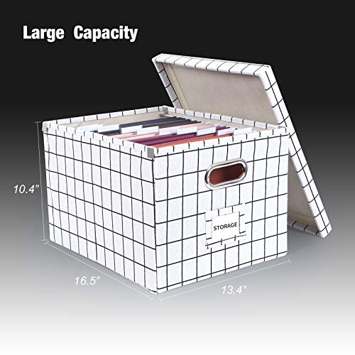 Upgraded Collapsible Hanging File Storage Boxes With Smooth Sliding Rail Large Capacity Filing Organizer Letter/Legal File Floder Storage Box, Office Box (White Lattice, Pack Of 1) #TOP1