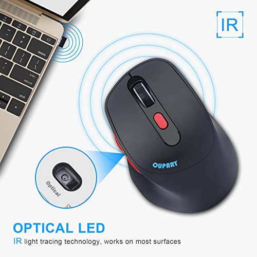 Oupary Wireless Charging Mouse, Precise Optical Sensor, 2.4G Stable Connection, Ergonomic Design, Silent Clicks, 6 Buttons, For Office & Home Use, Stylish Black #TOP7