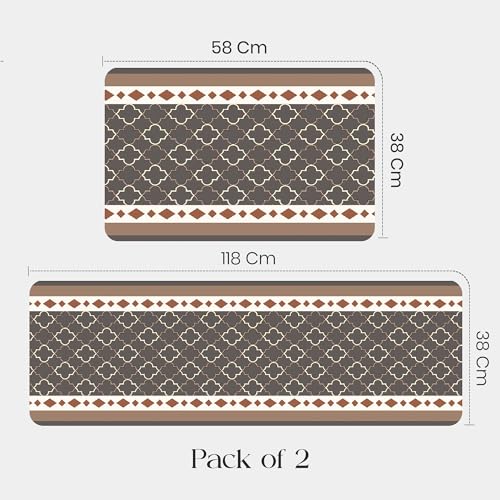 Image of Yellow Weaves- Non-Slip Kitchen Floor Mats, Water Absorbent, Rugs,Standing Rubber Mats for Kitchen, Office, Sink and Laundry Room, Moroccan (Pack of 2)