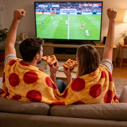 Image of Bnuitland 71 Inches Pizza Funny Blanket, 300 GSM Double Sided Giant Funny Novelty Realistic Food Blanket for Adults and Kids, Super Soft Flannel Throw
