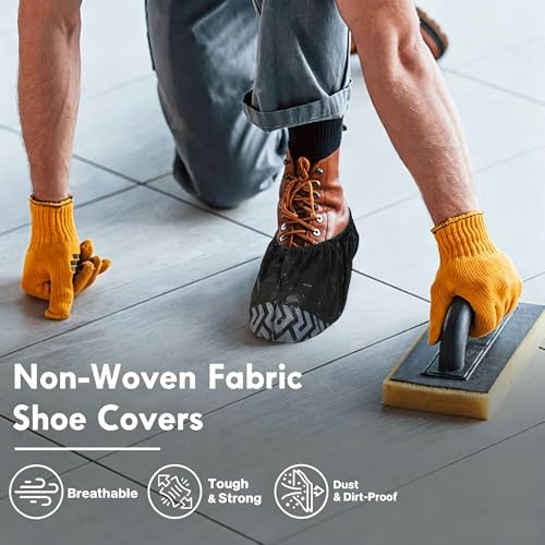 Image of Shoe Covers Disposable Non-Slip - Black Boot Covers for Indoors,100Pcs Booties for Shoe Coves Fits Up To 11 US Men and 13 US Women Size,Non-Woven Fabric